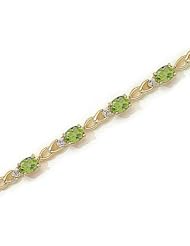 14kt Yellow Gold Oval Peridot and Diamond Bracelet