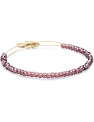 Alex and Ani "Collegiate" Purple Shimmering Sea Bead Expandable Yellow Gold Wire Bangle Bracelet