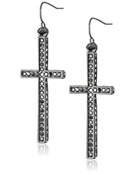Steve Madden Pave Cross Drop Earrings