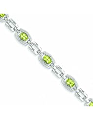 Genuine .925 Sterling Silver Diamond & Peridot Bracelet 9 Grams . 100% Satisfaction Guaranteed.