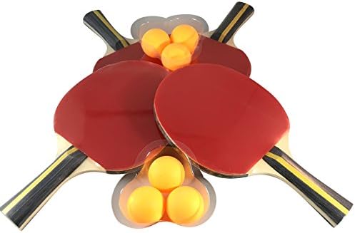 SavvyGear's Table Tennis Rackets & Balls Set| Complete W/ 4 Ping Pong Paddles Bundle, 6 Balls & Carrying Case | High Quality Materials| Ideal For Beginners To Intermediate Players/ For Adults & Kids
