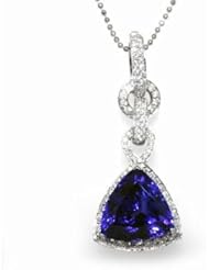 18K White Gold Tanzanite and Diamond Pendant -- LIFETIME WARRANTY