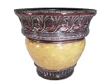 Outdoor Living : Planter: Decorative Light Brown Fiberglass Planter 13.5 in
