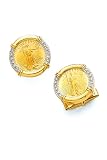14k Gold Coin with Diamond Portal Setting Cufflinks
