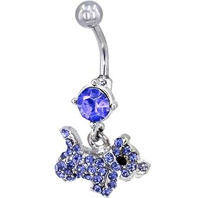 Red Flying Heart Dangle January Gem Belly Button Ring Navel Piercing Bar Body Jewelry