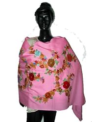 Fashion Boutique Tempting Pink Hand Embroidery Kashmir Wrap Shawl