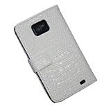 iGet (TM) Samsung Galaxy i9100 S2 Faux Croc Leather Folio Case - WHITE