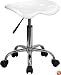 Flash Furniture LF-214A-WHITE-GG Vibrant White Tractor Seat and Chrome Stool