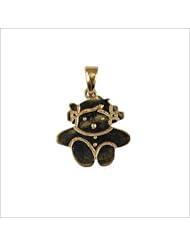 14k Yellow Gold, Girl Pendant Charm 16mm Wide