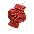 Red Cinnabar Vase Focal Pendant Carved Butterflies 28mm (1)