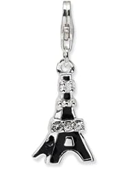 Amore La Vita Sterling Silver CZ Eiffel Tower Charm with Lobster Clasp