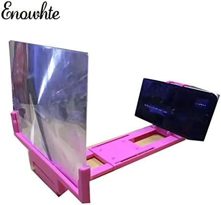 Enowhte 3D Folding Portable Mobile Phone Screen Magnifier Bracket Enlarge Stand for Iphone 5 5s 5c 4 Samsung Galaxy S6 S5 S4 Note4 HTC All Kind of Cell Phones (Stand Pink)