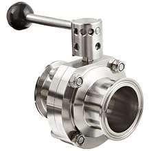 Dixon B5101S200CC-A Stainless Steel 316L Butterfly Valve with Pull Handle and Silicone Seal, 2" Tube OD