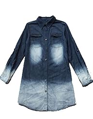 Knee Length Cotton/Denim Long Sleeves  Dress