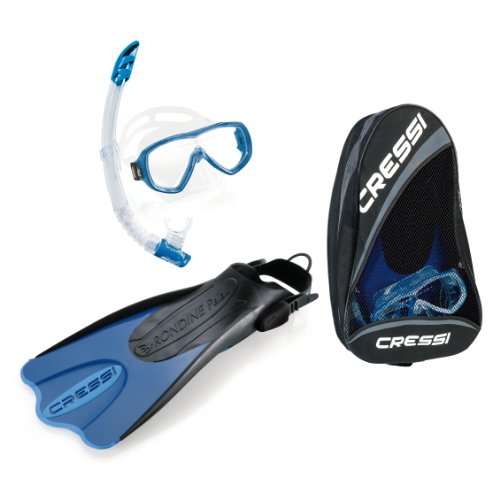 cressi Schnorchel Set (Brille, Schnorchel, Flossen) palau saf bag, blau hellblau, XS/S-35/38, CA142535