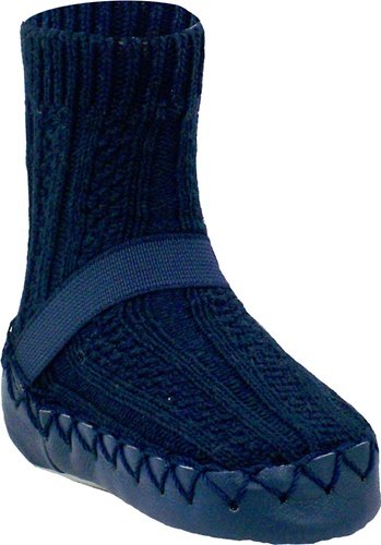 Konfetti Navy Cable Knit Swedish Moccasin