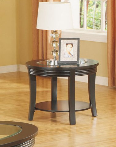 End Table with Glass Espresso Finish