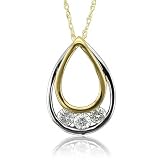 413rmvGLEZL. SL160  10k White Gold Tear Drop 3 Stone Diamond Pendant Necklace (HI, I, 0.22 carat)