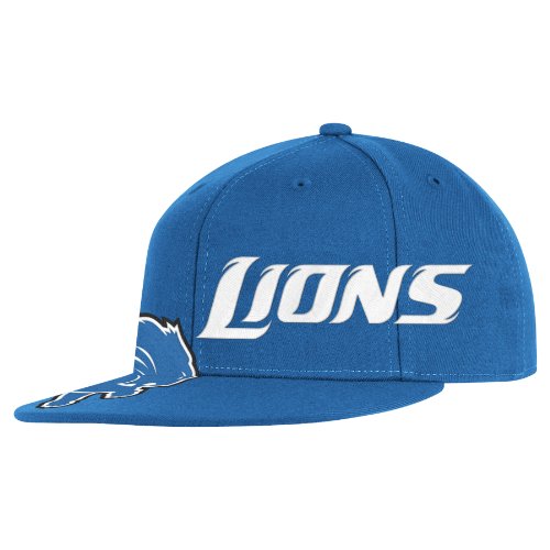 NFL Men's Detroit Lions End Zone Flat Visor Flex Hat - Tw78Z (Blue, Small/Medium)
