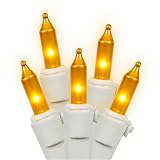 Set of 50 Opaque Gold Mini Christmas Lights - White Wire