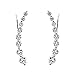 .925 Sterling Silver Cz Ear Climber Earrings with Fish Hook