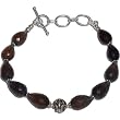 Womens Link Bracelet Sterling Silver Smokey Quartz Gemstone 9 Inches (brclt191)