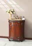 Virtu USA LS-1033T Compania 30-Inch Single Sink Bathroom Vanity with Ivory Ceramic Basin, Antique Cherry Finish with Travertine Stone Countertop