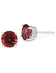 6mm Ruby Stud Earrings in Platinum Screw Back Posts