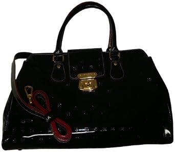 arcadia black patent leather purse