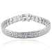 Platinum Plated Sterling Silver Genuine Diamond Accent Three Row Line Bracelet, 7.25"