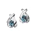 14K White Gold 1/10 ct. Diamond and 3/4 ct. Oval Shaped Aquamarine Earrings