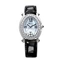Chopard Happy Sport Oval Womens Black Strap Mother-of-Pearl Dial 18K White Gold Diamond Watch 27/7000-23/11WMP
