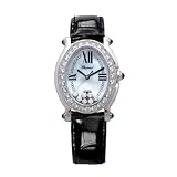 Chopard Happy Sport Oval Ladies Black Strap Mother-of-Pearl Dial 18K White Gold Diamond Watch 27... by Chopard
