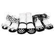 3 Pair Black Baby Girl Party Socks--Organza Gift Pouches 0-9 M -Baby Emporio