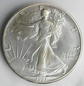 1991 Us Mint American Silver Eagle $1 Dollar Unc Coin