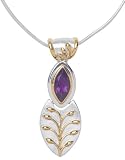 22k Gold Overlay Sterling Silver Amethyst Leaf Design Pendant by Michou, 18