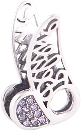 Bo Rong Purple Ctystals Pave Angle Wing Charm Folating Charm Jewelry