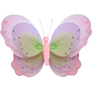 13 Pink, Purple and Green Triple Layered Butterfly nylon hanging ceiling wall baby nursery... by Bugs-n-Blooms
