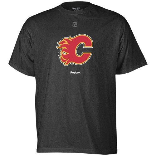 NHL Men's Calgary Flames Primary Logo T-Shirt (Black, Medium)
