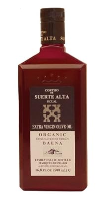 Cortijo de Suerte Alta Picual- Award Winning, NOP Organic Certified, Cold Pressed EVOO Extra Virgin Olive Oil,2012-2013 Harvest, 17-Ounce Glass Bottle