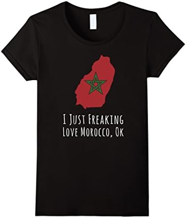 Women's I Just Freaking Love Morocco Ok Flag Country Pride Shirt XL Black