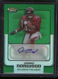 Jerious Norwood Autograph Rookie Card 2006 Topps Finest Green Refractor #182 Certified Autograph #065/199 Signed Atlanta Falcons