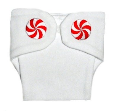 White Diaper Cover with Peppermint Candy (Micro Preemie 0-3 Pounds)