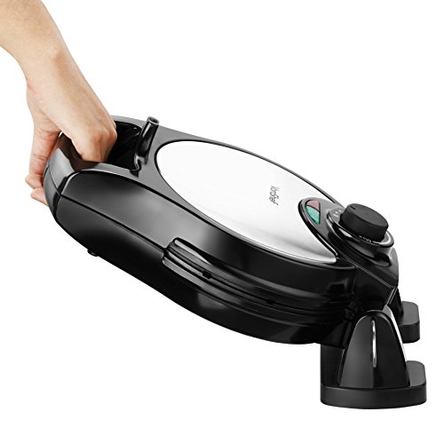 VonShef Flip 4 Slice Rotating Round Belgian Waffle Maker Stainless