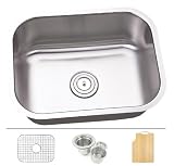 23 Inch Stainless Steel Undermount Single Bowl Kitchen Sink - 16 Gauge FREE ACCESSORIES