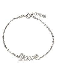 Sterling Silver 6.5 to 7.5 inch Adjustable Cubic Zirconia "Love" Script Bracelet