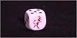 16mm d6, White with black pips, with Red Devil standing in place of #1,