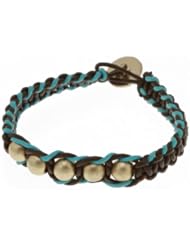Womens Brown andTurquoise Braided Bracelet