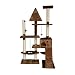 Deluxe Multi Level Cat Scratcher Cat Tree Activity Centre Scratching Post with 2 Caves Toys and Sleeping Area 200 Brown Faux Fur 106cm x 60cm x 180cm