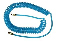 Coilhose Pneumatics PRE14-25B-T Flexeel Polyurethane Reinforced Coiled Air Hose, 1/4-Inch ID, 25-Foot Length with (2) 1/4-Inch MPT Reusable Swivel Fittings, Transparent Blue

